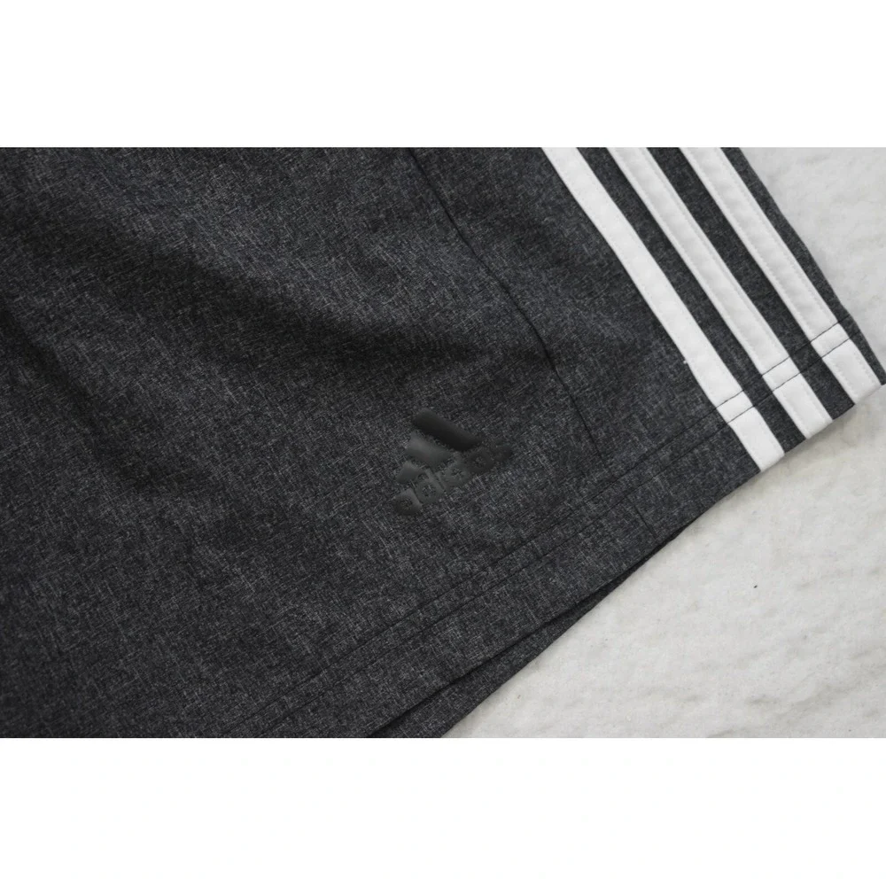 Adidas Gym Shorts Gray Striped Performance With Pockets Mens Size Large 9
